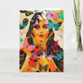 Carte Femme et papillons Médias mixtes Anniversaire (Devant)