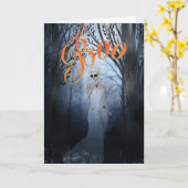 Carte Femme Fantôme d'Halloween Boo (Fleur jaune)