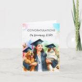 Carte Femme Félicitations Vétérinaire Cute Dog & Cat (Devant)