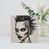 Carte Femme féroce en Mohawk et Piercings Punk gothique (Debout devant)