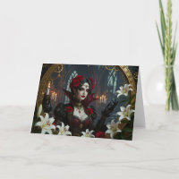 Femme gothique et fleurs Anniversaire