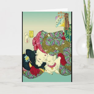 Carte Femme japonaise et chat