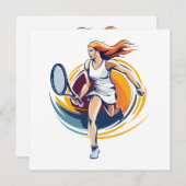 Carte femme jouant au tennis (Devant / Derrière)