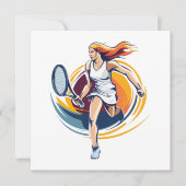 Carte femme jouant au tennis (Devant)