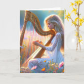 Carte Femme jouant d'une harpe en Fleur sauvage (Fleur jaune)