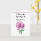 Carte Femme Joyeuse Août Anniversaire Violet Poppy (Fleur jaune)