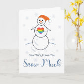 Carte Femme lesbienne Romance mignon Snowman avec coeur (Fleur jaune)
