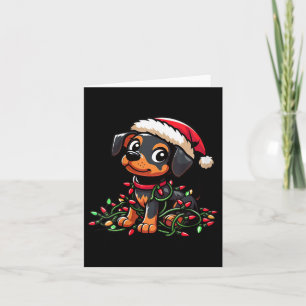 Carte Femme Miniature Pinscher Lumières de Noël Chien Am