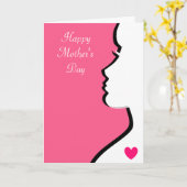 Carte Femme moderne Silhouette Fête des Mères (Fleur jaune)