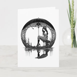 Carte Femme mystique assise sur la Lune à penser à propo