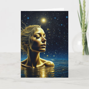 Carte Femme mystique méditant sous les étoiles