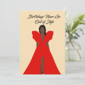 Carte Femme Noire Glamour | Anniversaire en robe r (Debout devant)