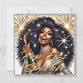 Carte Femme Noire Glamour Faisant Saute une Bouteille de (Devant)