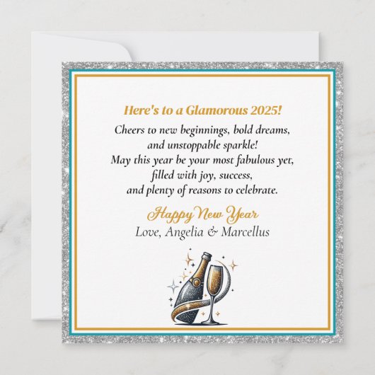 Carte Femme noire glamour Popping Champagne Nouvel An (Dos)