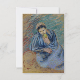 Carte Femme paysanne assise qui coule une pomme