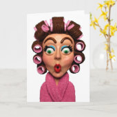 Carte Femme portant des bigoudis (Fleur jaune)