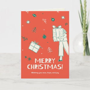 Carte Femme portant un croquis cadeau de Noël