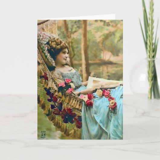 Carte Femme Relaxant photo Vintage (Devant)