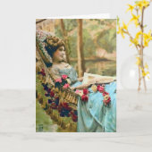 Carte Femme Relaxant photo Vintage (Fleur jaune)