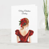Carte Femme Robe Rouge de Noël   (Devant)