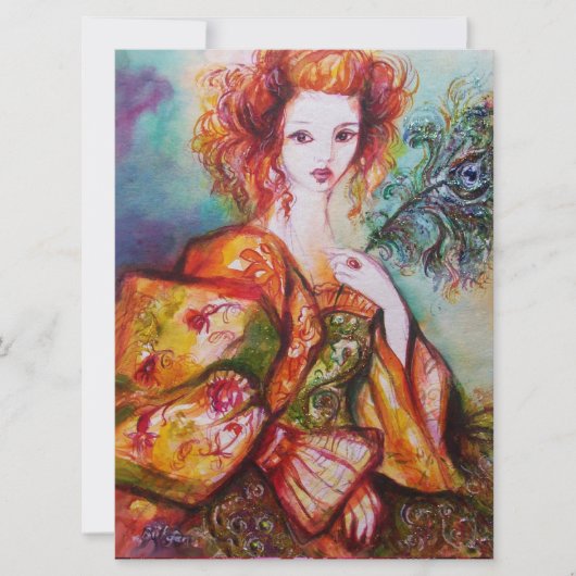 Carte FEMME ROMANTIQUE AVEC PÂTE DE PÂTE ÉCLAIRANTE, Rou (Devant)