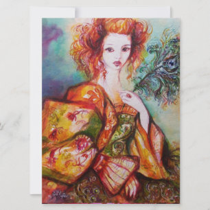 Carte FEMME ROMANTIQUE AVEC PÂTE DE PÂTE ÉCLAIRANTE, Rou