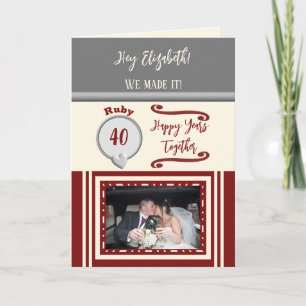 Carte Femme rubis 40e anniversaire gris photo