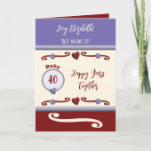 Carte Femme Ruby 40e anniversaire violet (Devant)