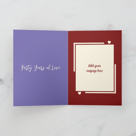 Carte Femme Ruby 40e anniversaire violet (Intérieur)