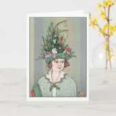 Carte femme sapin de Noël (Fleur jaune)