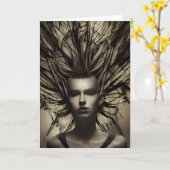 Carte Femme sous l'eau Dystopian Abstrait AI Art (Fleur jaune)