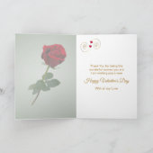 Carte Femme Valentine's Day Rose rouge et coeur (Intérieur)