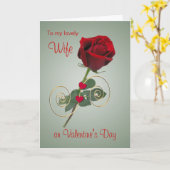 Carte Femme Valentine's Day Rose rouge et coeur (Fleur jaune)