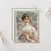 Femme victorienne avec des roses à l'aquarelle