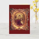 Carte Femme victorienne dans cadre victorien élégant (Fleur jaune)