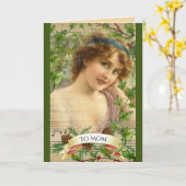 Carte Femme victorienne en détresse dans le jardin (Fleur jaune)