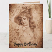 Carte Femme victorienne en Fleurs Casquettes Sepia Monoc (Devant)