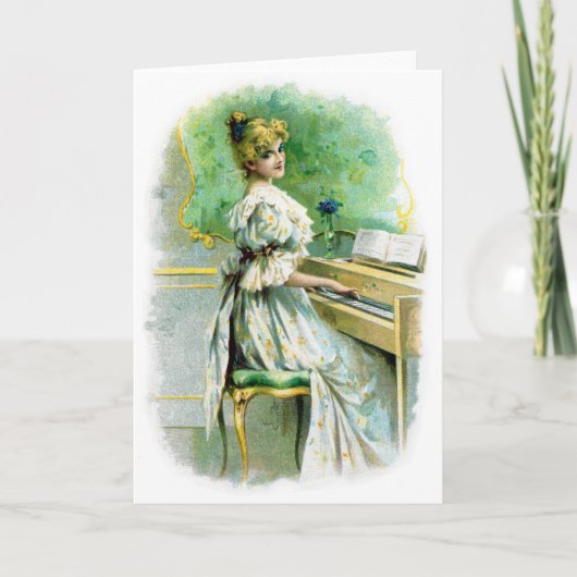 Carte Femme victorienne jouant du piano (Devant)