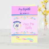 Carte Femme vous aime diamant 60e anniversaire bleu (Fleur jaune)