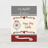 Carte Femme vous aime ruby 40e anniversaire gris (Devant)
