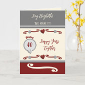 Carte Femme vous aime ruby 40e anniversaire gris (Fleur jaune)