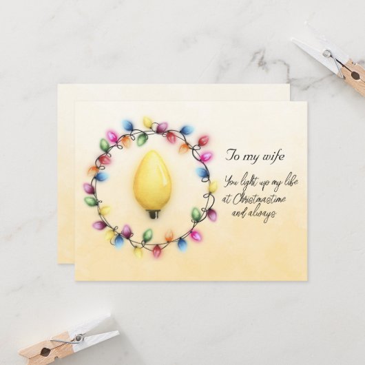 Carte Femme Vous illuminez ma vie à Noël toujours (Devant/Arrière en situation)