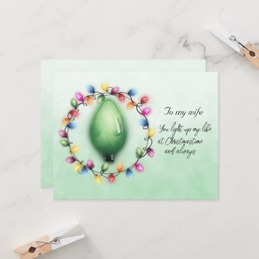 Carte Femme Vous illuminez ma vie à Noël toujours (Devant/Arrière en situation)