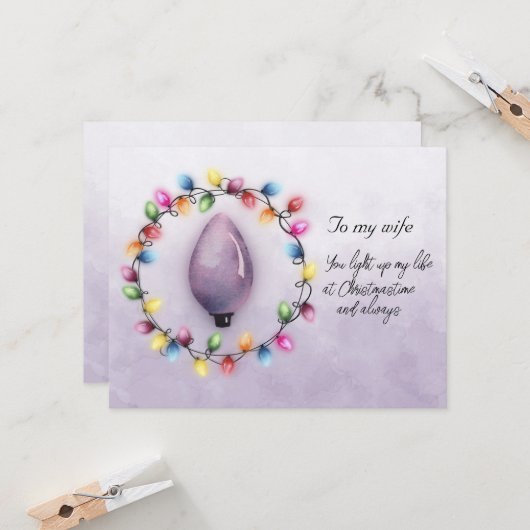 Carte Femme Vous illuminez ma vie à Noël toujours (Devant/Arrière en situation)