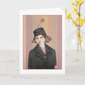 Carte Femmes au Chapeau - la Saint-Valentin (Fleur jaune)