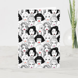 Carte Femmes avec Motif à bâton à lèvres
