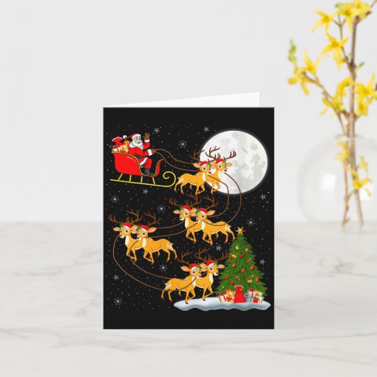 Carte Femmes Cerf Père Noël Traîneau Volant Drôle Magiqu (Fleur jaune)