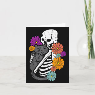 Carte Femmes de Halloween Fleurs de Chat Noir Étreignant