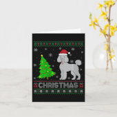 Carte Femmes Poodle Chien Xmas Arbre Éclairage Noël laid (Fleur jaune)