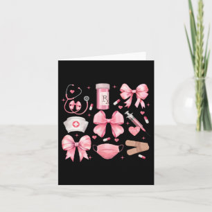 Carte Femmes Rose Rétro Infirmière Coquette Rose Bow Gir